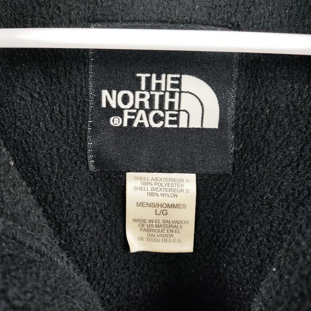 The North Face Denali Jacket Mens Large Black Gray Fleece Full Zip Pockets